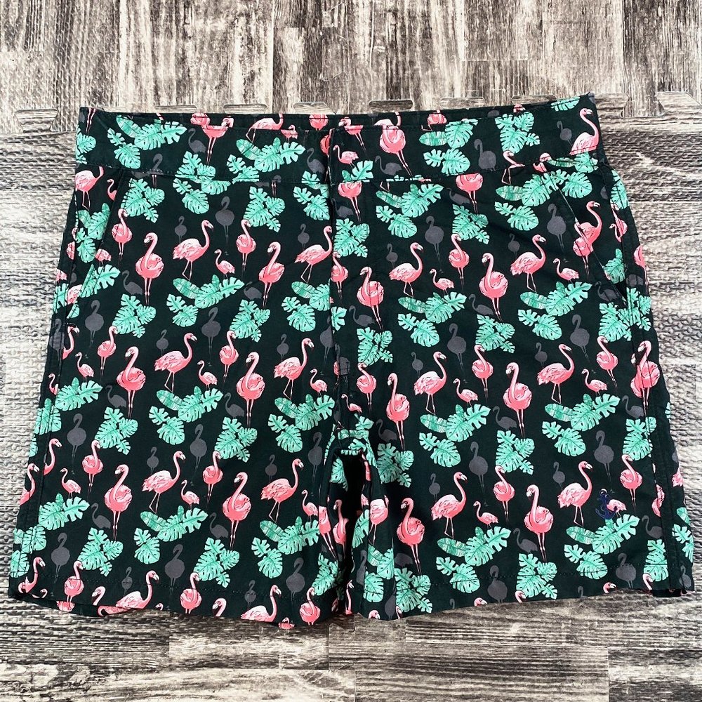 Retromarine NY Flamingo Print Swim Trunks Shorts